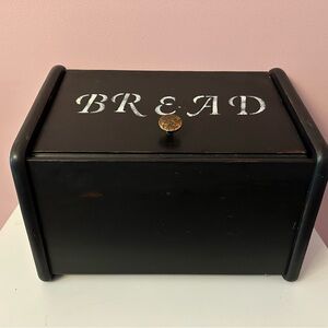Black Farmhouse Style Bread Box with Gold Knob